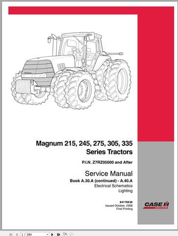 Unlock the full potential of your CASE Tractor with the Magnum 215, 245, 275, 305, and 335 Service Manual