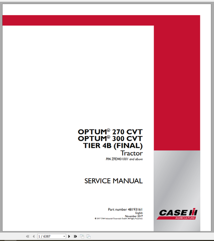 Unlock the full potential of your CASE Tractor Magnum Optum 270 and 300 CVT T4B with our comprehensive repair manual in PDF format. This essential guide provides detailed instructions