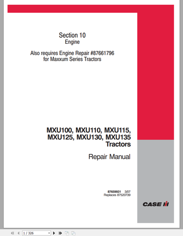 Unlock the full potential of your CASE Tractor with the comprehensive Repair Manual for models MXU 100, 110, 115, 125, 130, and 135. This PDF file is an essential resource for both seasoned mechanics 