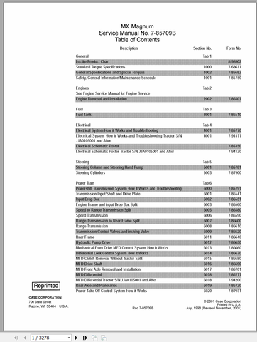 Unlock the full potential of your CASE Tractor MX Magnum with the comprehensive Service Manual 7-85709R0. This PDF file is an essential resource for both seasoned