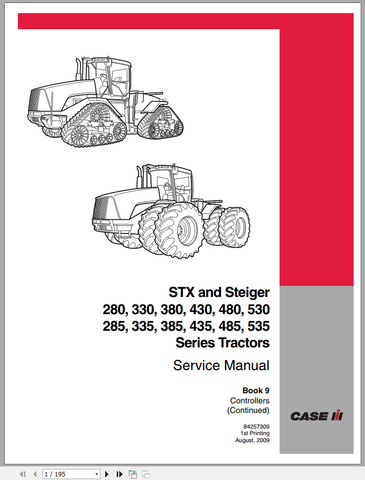 Unlock the full potential of your CASE Tractor with the STX280, 330, 380, 430, 480, and 530 Service Manual