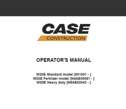 Discover the essential CASE W20E Wheel Loader Operator’s Manual, designed to enhance your operational efficiency and safety. This comprehensive PDF file provides detailed instructions and guidelines tailored specifically for the W20E model, ensuring you have all the information you need at your fingertips.