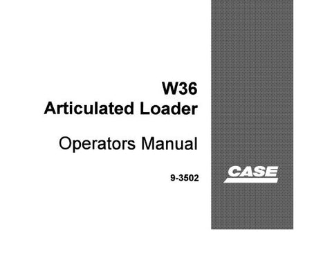 ENHANCE YOUR OPERATIONAL EFFICIENCY WITH THE CASE W36 ARTICULATED LOADER OPERATOR’S MANUAL, AVAILABLE IN A CONVENIENT PDF FORMAT.