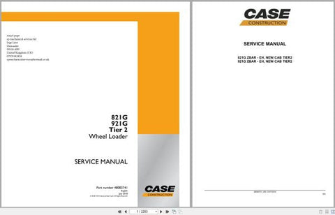 Enhance your maintenance capabilities with the CASE Wheel Loader 821G 921G Tier 2 Service Manual