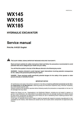 Enhance your maintenance capabilities with the CASE WX145, WX165, and WX185 Excavator Service Manual (9-91221) in PDF format. This comprehensive guide provides detailed instructions, diagrams, and troubleshooting tips to ensure your excavator operates at peak performance. With easy navigation and instant access, you can quickly find the information you need to keep your machinery running smoothly, saving you time and reducing downtime. Invest in this essential resource today and empower your maintenance tea