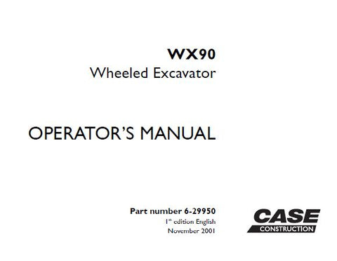 Discover the essential CASE WX90 Wheeled Excavator Operator's Manual, designed to enhance your operational efficiency and safety. This comprehensive PDF file serves as a vital resource for both new and experienced operators, providing detailed instructions and guidelines tailored specifically for the WX90 model.