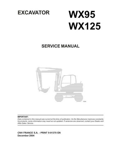 Ensure your CASE WX95 and WX125 excavators operate at peak performance with the comprehensive Service Manual (Part No. 9-91370 EN). This essential guide provides detailed instructions, diagrams, and troubleshooting tips tailored specifically for these models, making maintenance and repairs straightforward and efficient.