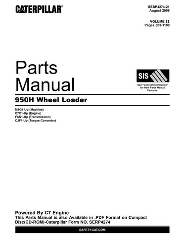 Enhance your maintenance and repair capabilities with the CATERPILLAR 950H Wheel Loader Parts Catalog Manual (SERP4274) in PDF format. This comprehensive manual provides detailed diagrams, part numbers, and specifications, ensuring you have all the information needed to keep your equipment running smoothly. Perfect for technicians and operators alike, this digital resource allows for quick access to essential parts information, saving you time and reducing downtime. Invest in your machinery's longevity and 
