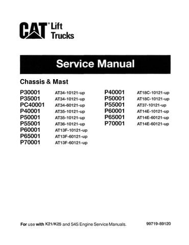  Enhance your maintenance capabilities with the CATERPILLAR CAT Lift Trucks Chassis & Mast Service Manual (99719-89120) in PDF format. This comprehensive guide provides detailed insights into the chassis and mast systems, ensuring you have the knowledge to perform repairs and maintenance efficiently. With easy navigation and clear illustrations, this manual is an essential resource for technicians and operators alike, helping to extend the lifespan of your equipment and minimize downtime. Invest in your ope
