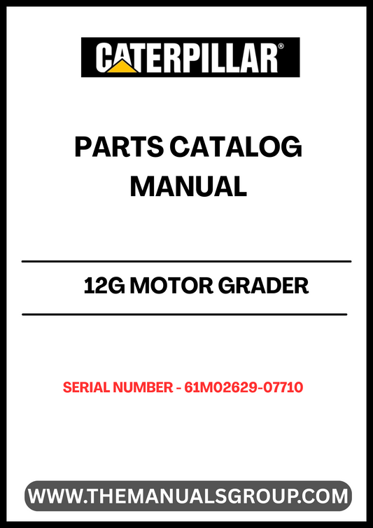 Enhance your maintenance and repair capabilities with the CAT 12G Motor Grader Parts Catalog Manual, specifically designed for serial numbers 61M02629-07710. This comprehensive manual provides detailed diagrams and part numbers, ensuring you can easily identify and source the components you need for optimal performance.