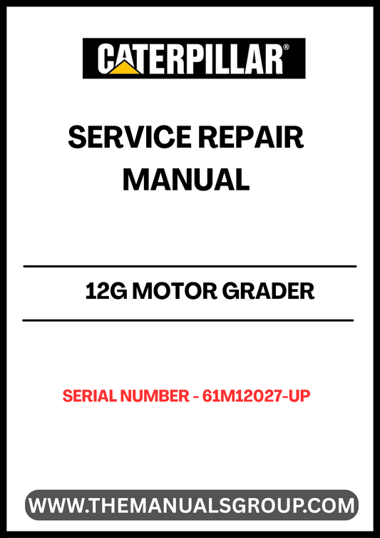 Enhance your maintenance capabilities with the CAT 12G Motor Grader Service Repair Manual, specifically designed for models with serial number 61M12027-UP and powered by the reliable 3306 engine. This comprehensive guide provides detailed instructions and diagrams to ensure you can perform repairs and service tasks with confidence and precision.