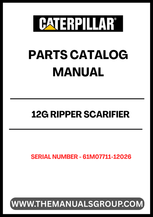Discover the essential CAT 12G Ripper Scarifier Parts Catalog Manual, specifically designed for serial numbers 61M07711-12026 and powered by the robust 3306 engine. This comprehensive manual serves as a vital resource for operators and technicians, providing detailed diagrams and part numbers to ensure accurate repairs and maintenance.