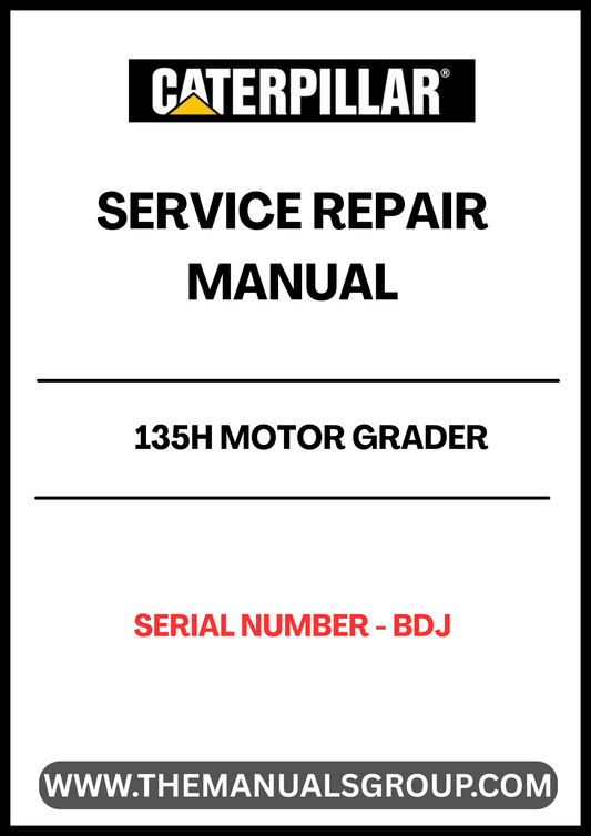  Unlock the full potential of your CAT 135H Motor Grader with our comprehensive Service Repair Manual, specifically designed for serial number BDJ. This manual is an essential resource for both seasoned professionals and DIY enthusiasts, providing detailed instructions and insights to keep your equipment running smoothly.