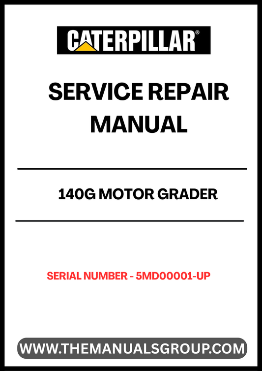  Enhance your maintenance capabilities with the CAT 140G Motor Grader Service Repair Manual, specifically designed for models with serial number 5MD00001 and up. This comprehensive guide provides detailed instructions and diagrams to ensure you can effectively service and repair your grader, powered by the reliable 3306 engine.