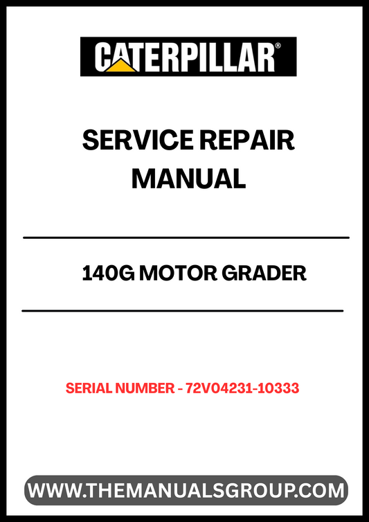 Discover the ultimate resource for maintaining your CAT 140G Motor Grader with our comprehensive Service Repair Manual, specifically designed for serial numbers 72V04231-10333. This manual is an essential tool for operators and technicians alike, providing detailed instructions and insights to keep your grader running smoothly and efficiently.