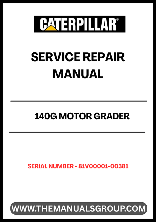 Enhance your maintenance capabilities with the CAT 140G Motor Grader Service Repair Manual, specifically designed for serial numbers 81V00001-00381. This comprehensive guide provides detailed instructions and diagrams to ensure you can effectively troubleshoot and repair your equipment, minimizing downtime and maximizing productivity.