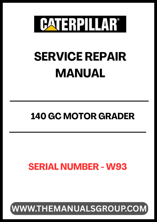The CAT 140 GC Motor Grader Service Repair Manual is an essential resource for maintaining and repairing your equipment. Designed specifically for serial number W93, this manual provides detailed instructions and diagrams to ensure you can perform repairs with confidence and precision.
