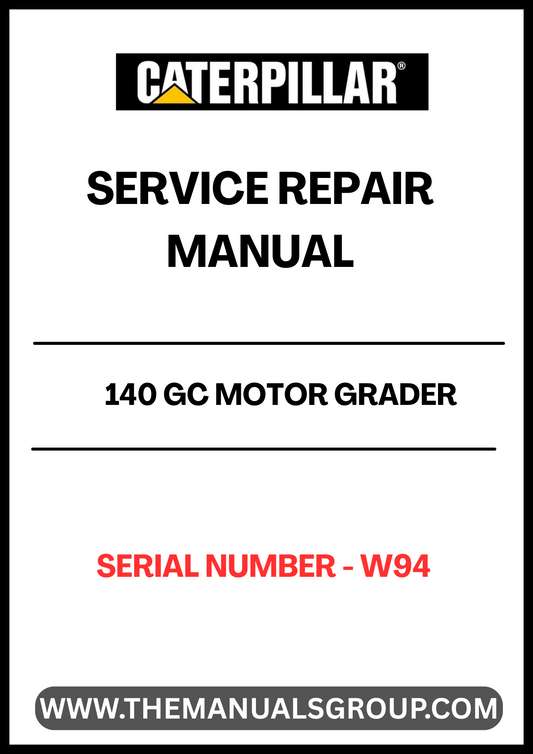 The CAT 140 GC Motor Grader Service Repair Manual is an essential resource for maintaining and repairing your equipment. Designed specifically for serial number W94, this manual provides detailed instructions and diagrams to ensure you can perform repairs with confidence and precision.