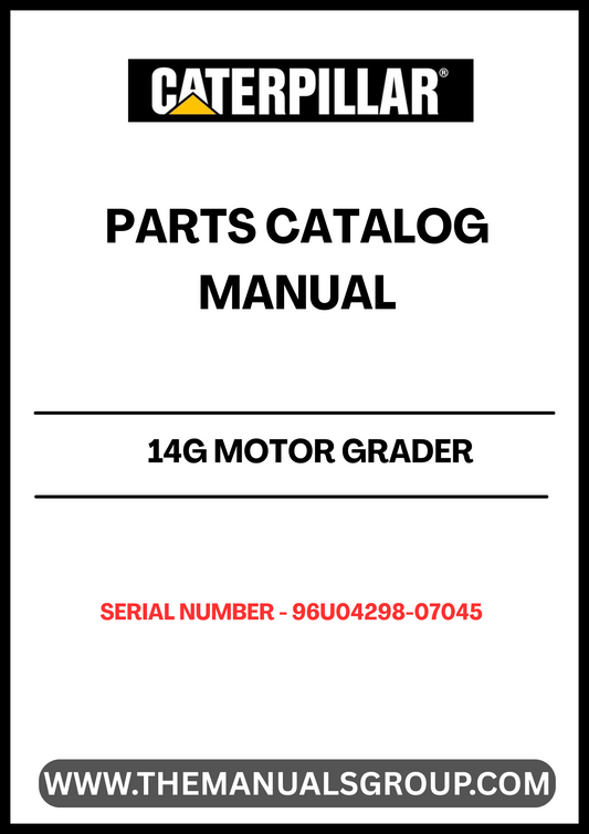 Discover the essential CAT 14G Motor Grader Parts Catalog Manual, specifically designed for serial numbers 96U04298-07045 and powered by the reliable 3306 engine. This comprehensive manual is your go-to resource for identifying and sourcing the right parts for your grader, ensuring optimal performance and longevity.