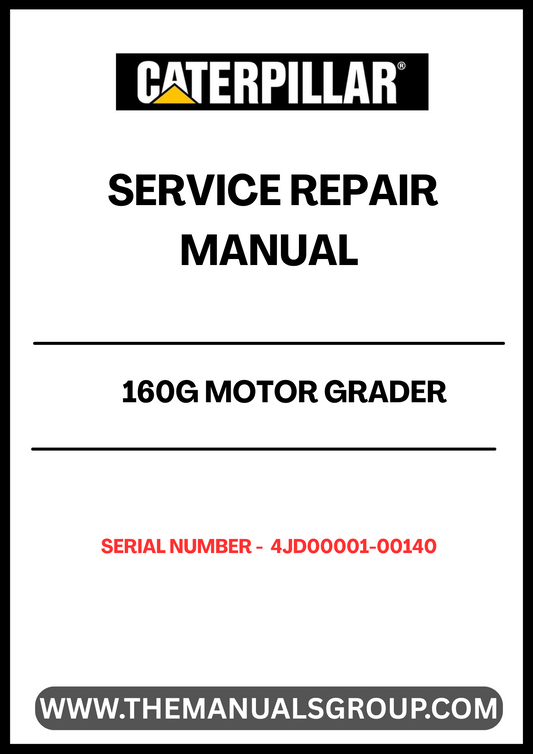  Enhance your maintenance capabilities with the CAT 160G Motor Grader Service Repair Manual, specifically designed for models with serial numbers ranging from 4JD00001 to 00140. This comprehensive guide provides detailed instructions and diagrams to ensure you can effectively service and repair your grader, maximizing its performance and longevity.
