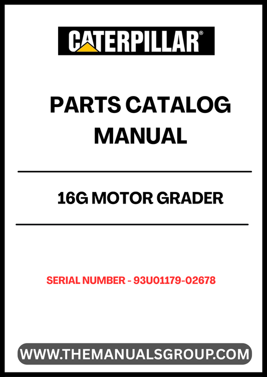 Discover the essential CAT 16G Motor Grader Parts Catalog Manual, specifically designed for serial numbers 93U01179-02678 and powered by the robust 3406 engine. This comprehensive manual is your go-to resource for identifying and sourcing the right parts for your grader, ensuring optimal performance and longevity.