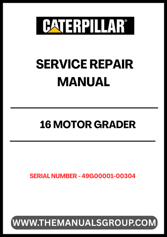 Ensure your CAT 16 Motor Grader operates at peak performance with our comprehensive Service Repair Manual, specifically designed for serial numbers 49G00001-00304. This manual is an essential resource for technicians and operators alike, providing detailed instructions and diagrams to facilitate efficient maintenance and repairs.