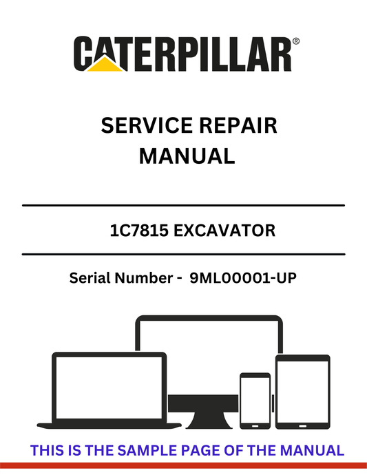 Enhance your maintenance capabilities with the CAT 1C7815 Excavator Service Repair Manual, specifically designed for serial numbers 9ML00001 and up. This comprehensive guide provides detailed instructions and diagrams, ensuring you have the right information at your fingertips to keep your excavator running smoothly.