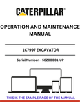 Enhance the performance and longevity of your CAT excavator with the CAT 1C7997 Excavator Operation and Maintenance Manual. Designed specifically for serial numbers 5EZ00001 and up, this comprehensive guide provides essential information for both operation and maintenance, ensuring your equipment runs smoothly and efficiently.