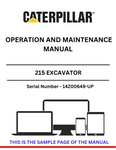 Enhance your operational efficiency with the CAT 215 Excavator Operation and Maintenance Manual, specifically designed for serial numbers 14Z00649 and up. This comprehensive guide provides essential insights into the functionality and maintenance of your excavator powered by the reliable 3204 engine, ensuring you get the most out of your equipment.
