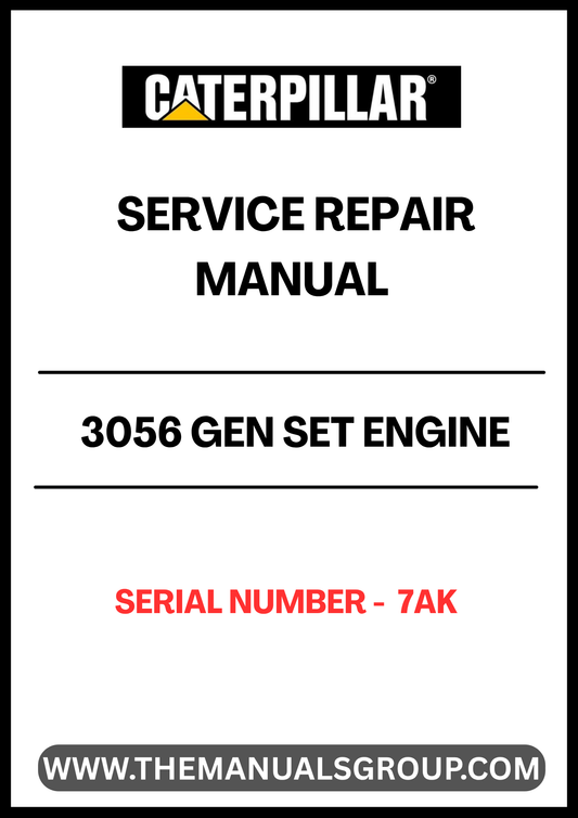 Discover the essential CAT 3056 Gen Set Engine Service Repair Manual, specifically designed for serial number 7AK. This comprehensive guide is an invaluable resource for technicians and DIY enthusiasts alike, providing detailed instructions and insights to ensure optimal performance and longevity of your engine.
