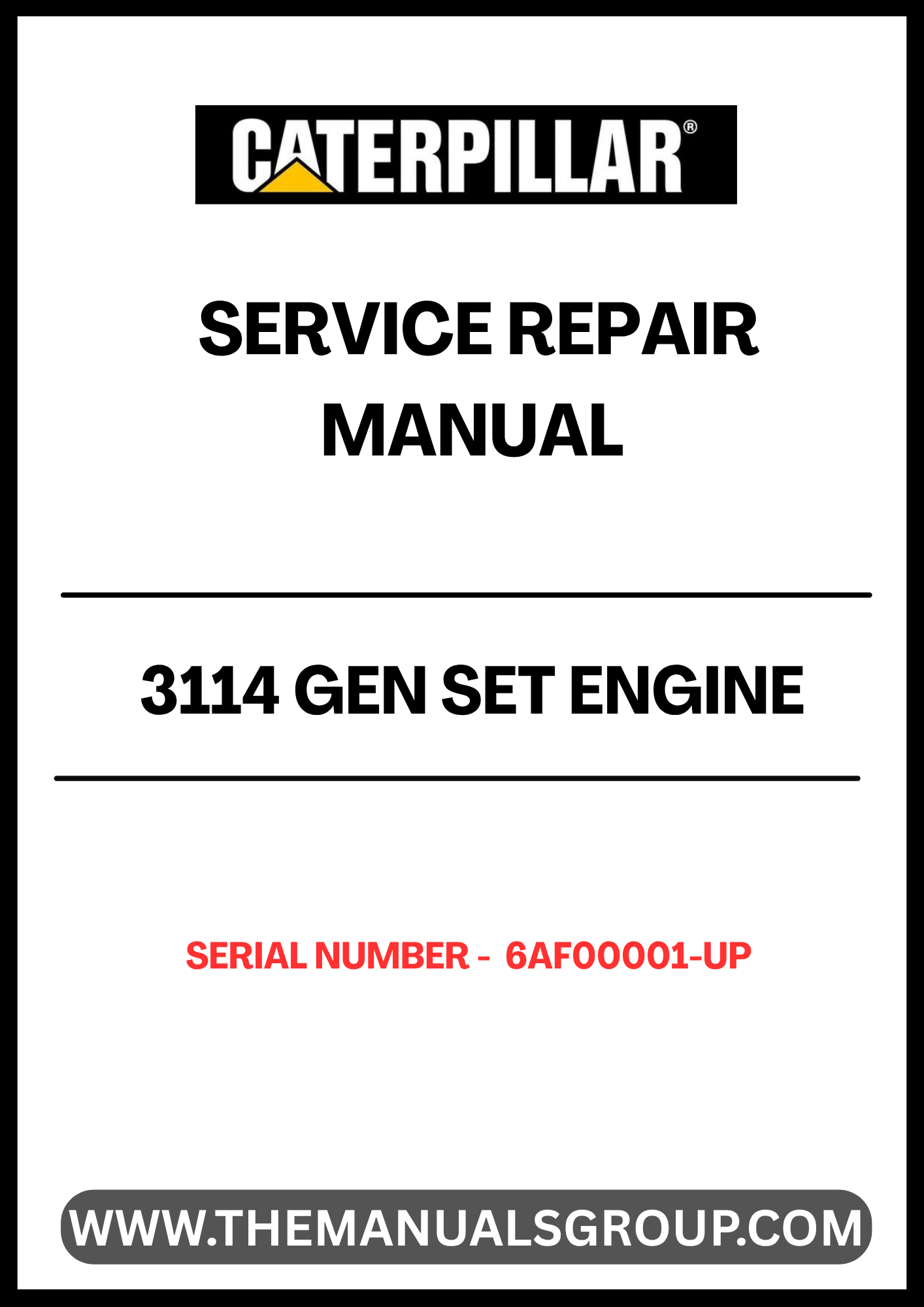 Ensure your CAT 3114 Gen Set Engine operates at peak performance with our comprehensive Service Repair Manual, specifically designed for serial numbers 6AF00001 and up. This manual is an essential resource for technicians and DIY enthusiasts alike, providing detailed instructions and insights into maintenance and repair procedures.