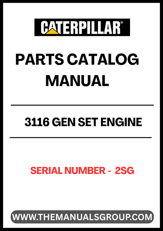 Discover the essential CAT 3116 Gen Set Engine Parts Catalog Manual, specifically designed for serial number 2SG. This comprehensive manual serves as a vital resource for anyone looking to maintain or repair their CAT 3116 engine, ensuring optimal performance and longevity.