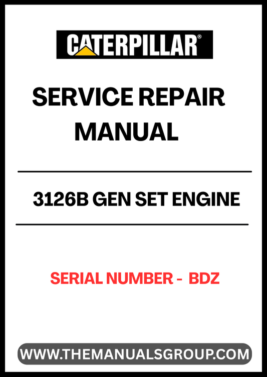 Discover the essential CAT 3126B Gen Set Engine Service Repair Manual, specifically designed for serial number BDZ. This comprehensive guide is an invaluable resource for technicians and DIY enthusiasts alike, providing detailed instructions and insights to ensure optimal performance and longevity of your engine.