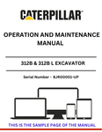 Unlock the full potential of your CAT 312B & 312B L Excavator with our comprehensive Operation and Maintenance Manual. Designed specifically for serial numbers 8JR00001 and up, this manual provides essential insights into the efficient operation and upkeep of your machine, ensuring optimal performance and longevity.