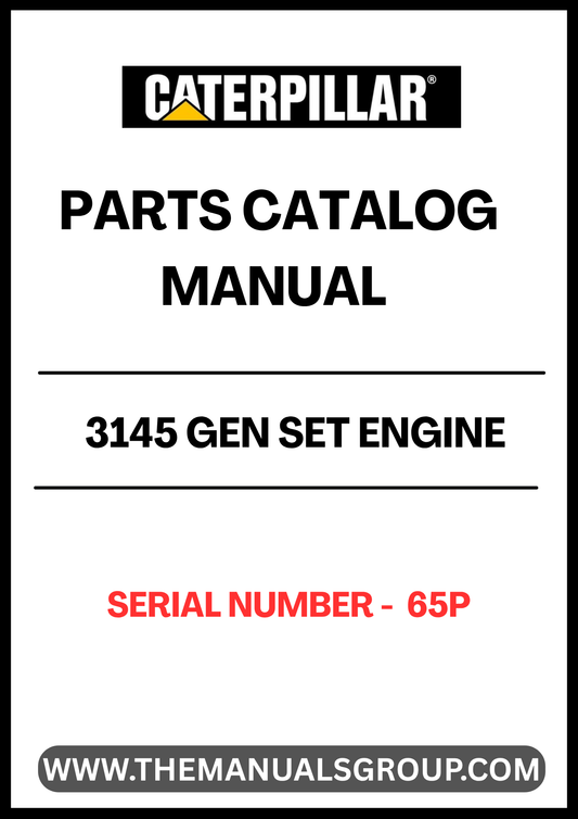 Discover the essential CAT 3145 Gen Set Engine Parts Catalog Manual, specifically designed for serial number 65P. This comprehensive manual serves as a vital resource for anyone looking to maintain or repair their CAT engine, ensuring optimal performance and longevity.