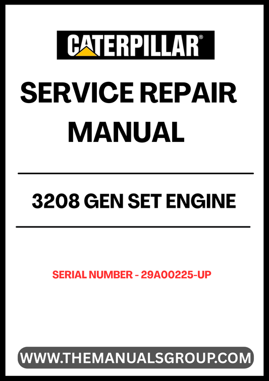 Unlock the full potential of your CAT 3208 Gen Set Engine with our comprehensive Service Repair Manual, specifically designed for serial numbers 29A00225 and up. This manual is an essential resource for technicians and DIY enthusiasts alike, providing detailed instructions and insights to ensure your engine operates at peak performance.