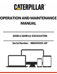 Enhance the performance and longevity of your CAT 320B U and 320B LU Excavator with the comprehensive Operation and Maintenance Manual. Designed specifically for models with serial number BBG00001-UP and powered by the reliable 3066 engine, this manual is an essential resource for operators and maintenance personnel alike.