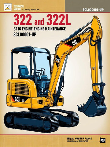 Enhance the performance and longevity of your CAT 322 322L Excavator with the comprehensive Operation and Maintenance Manual, specifically designed for serial numbers 8CL00001 and up. This manual is an essential resource for operators and maintenance personnel, providing detailed instructions and insights tailored to the powerful 3116 engine.