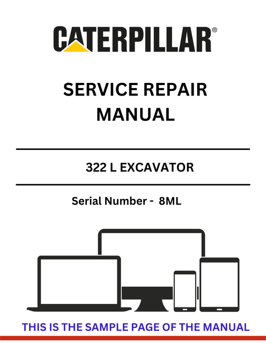 Discover the essential CAT 322 L Excavator Service Repair Manual, specifically designed for serial number 8ML. This comprehensive guide is your go-to resource for maintaining and repairing your excavator, ensuring optimal performance and longevity.