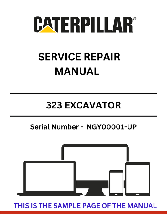 Enhance your maintenance capabilities with the CAT 323 Excavator Service Repair Manual, specifically designed for models with serial number NGY00001 and up, powered by the robust C7.1 engine. This comprehensive guide provides detailed instructions and diagrams to ensure you can perform repairs and service tasks with confidence and precision.