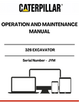 Discover the essential CAT 326 Excavator Operation and Maintenance Manual, specifically designed for serial number JYM. This comprehensive guide is your go-to resource for understanding the intricacies of your excavator, ensuring optimal performance and longevity.