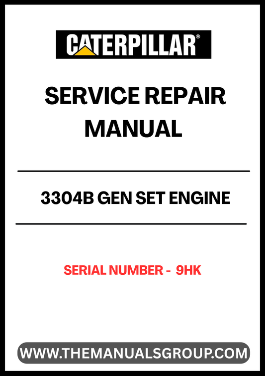 Discover the essential CAT 3304B Gen Set Engine Service Repair Manual, specifically designed for serial number 9HK. This comprehensive guide is your go-to resource for maintaining and repairing your engine, ensuring optimal performance and longevity. With detailed diagrams and step-by-step instructions, you can tackle any service task with confidence.