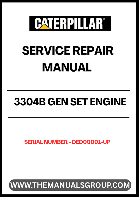 Ensure your CAT 3304B Gen Set Engine operates at peak performance with our comprehensive Service Repair Manual. Designed specifically for serial numbers DED00001 and up, this manual provides detailed instructions and insights to help you maintain and repair your engine efficiently.