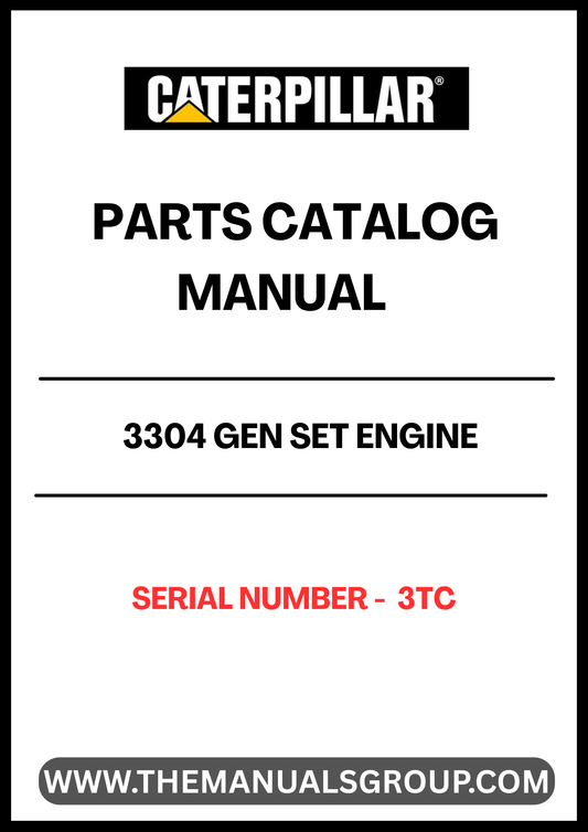 Discover the essential CAT 3304 Gen Set Engine Parts Catalog Manual, specifically designed for serial number 3TC. This comprehensive manual serves as a vital resource for anyone looking to maintain or repair their CAT 3304 engine, ensuring optimal performance and longevity.