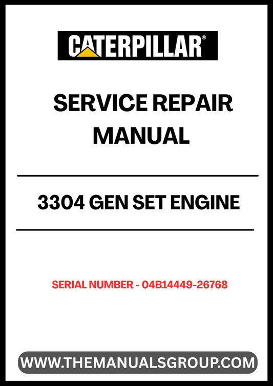 Unlock the full potential of your CAT 3304 Gen Set Engine with our comprehensive Service Repair Manual, specifically designed for serial numbers 04B14449-26768. This manual is an essential resource for technicians and DIY enthusiasts alike, providing detailed instructions and insights to ensure your engine operates at peak performance.