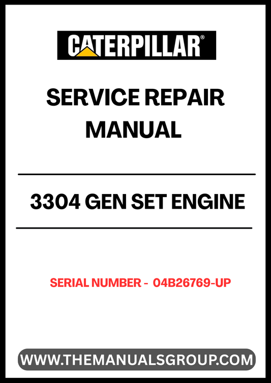 Unlock the full potential of your CAT 3304 Gen Set Engine with our comprehensive Service Repair Manual, specifically designed for serial numbers 04B26769 and up. This manual is an essential resource for technicians and DIY enthusiasts alike, providing detailed instructions and insights to ensure your engine operates at peak performance.
