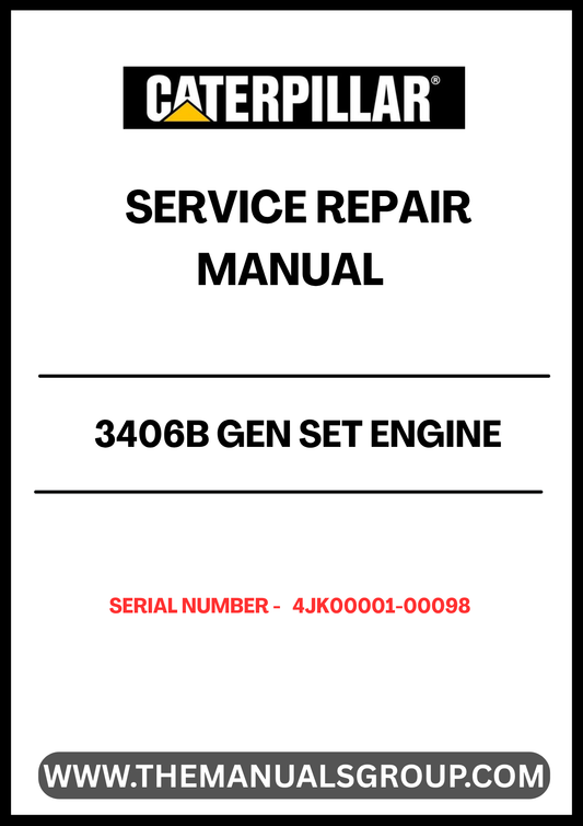 Discover the essential CAT 3406B Gen Set Engine Service Repair Manual, specifically designed for serial numbers 4JK00001-00098. This comprehensive guide is your go-to resource for maintaining and repairing your engine, ensuring optimal performance and longevity.