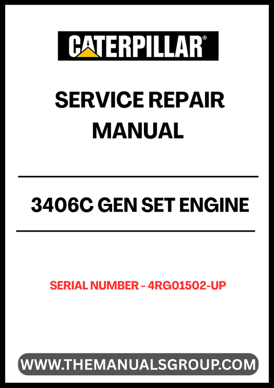 Discover the essential CAT 3406C Gen Set Engine Service Repair Manual, designed specifically for serial numbers 4RG01502 and up. This comprehensive guide is your go-to resource for maintaining and repairing your engine, ensuring optimal performance and longevity.
