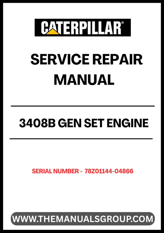 Discover the essential CAT 3408B Gen Set Engine Service Repair Manual, specifically designed for serial number 78Z01144-04866. This comprehensive guide is your go-to resource for maintaining and repairing your engine, ensuring optimal performance and longevity.
