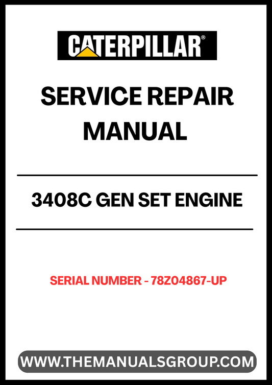 Ensure your CAT 3408C Gen Set Engine operates at peak performance with our comprehensive Service Repair Manual, specifically designed for serial numbers 78Z04867 and up. This manual is an essential resource for technicians and DIY enthusiasts alike, providing detailed instructions and insights to tackle maintenance and repair tasks with confidence.